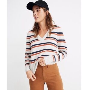 Madewell Westgate V-neck striped wool sweater